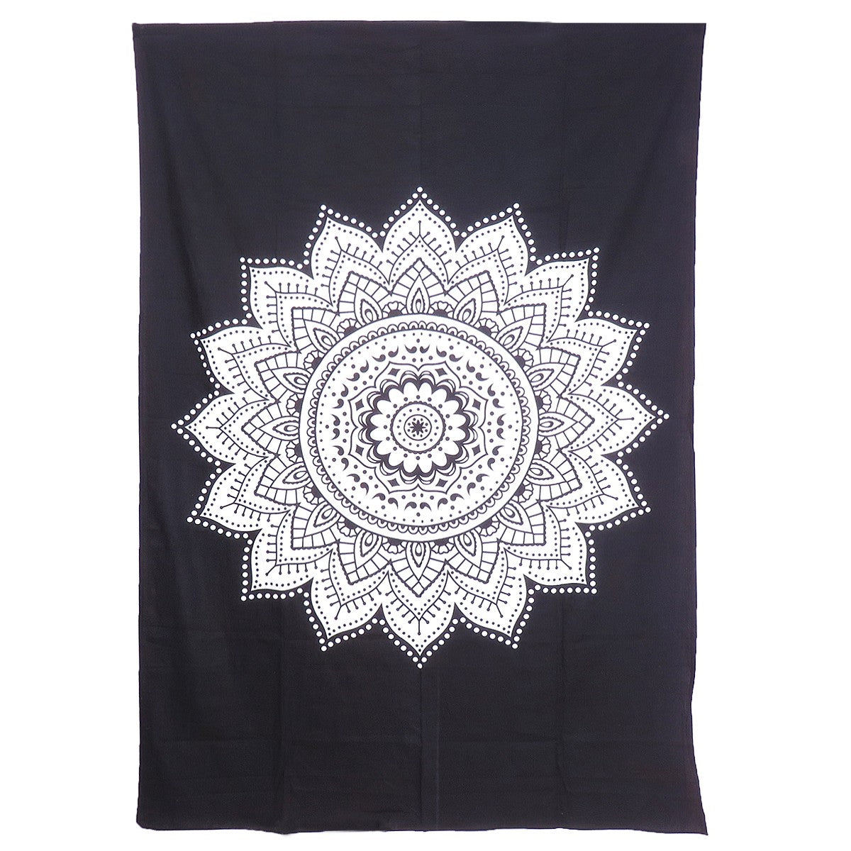 80" X 56" Black And White Mandala Cotton Hanging Tapestry