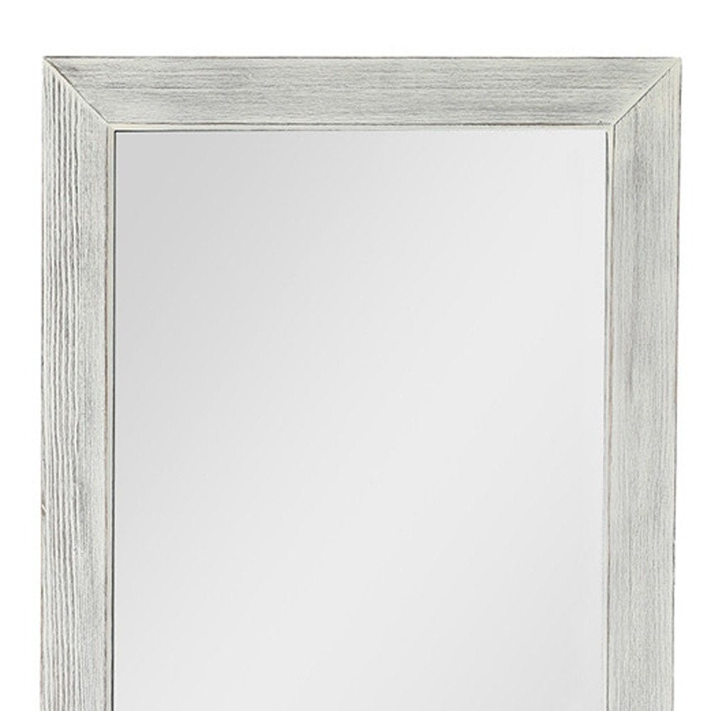 Brushed White Wooden Mirror