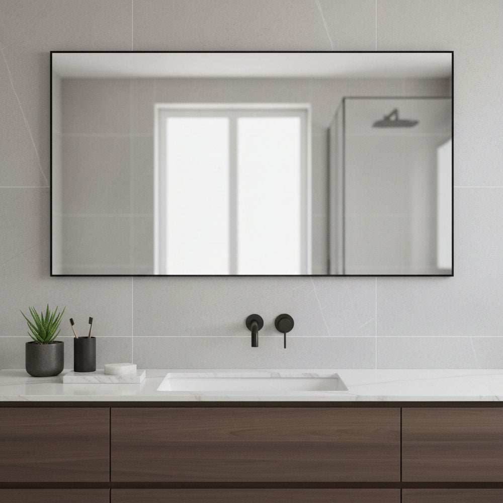 59" Black Metal Framed Full Length Hanging Mirror