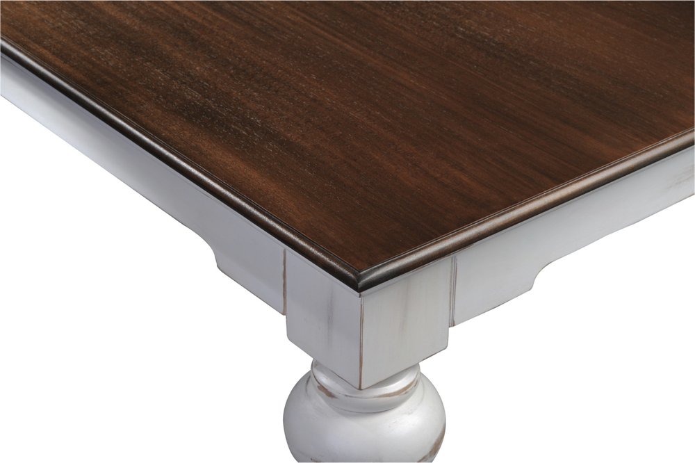 39" Brown and White Wood Square Distressed Coffee Table