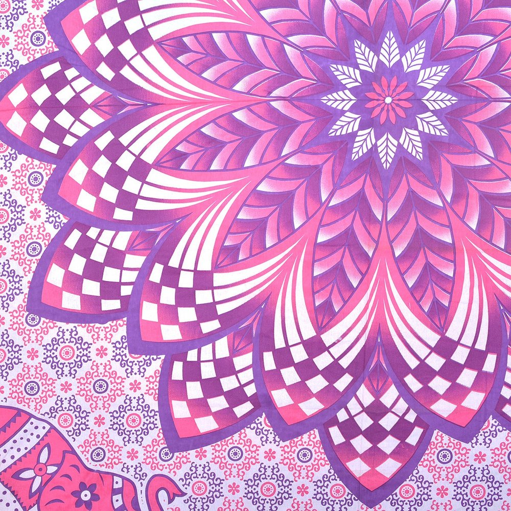 Pink And Purple Floral Cotton Queen Flat Sheet