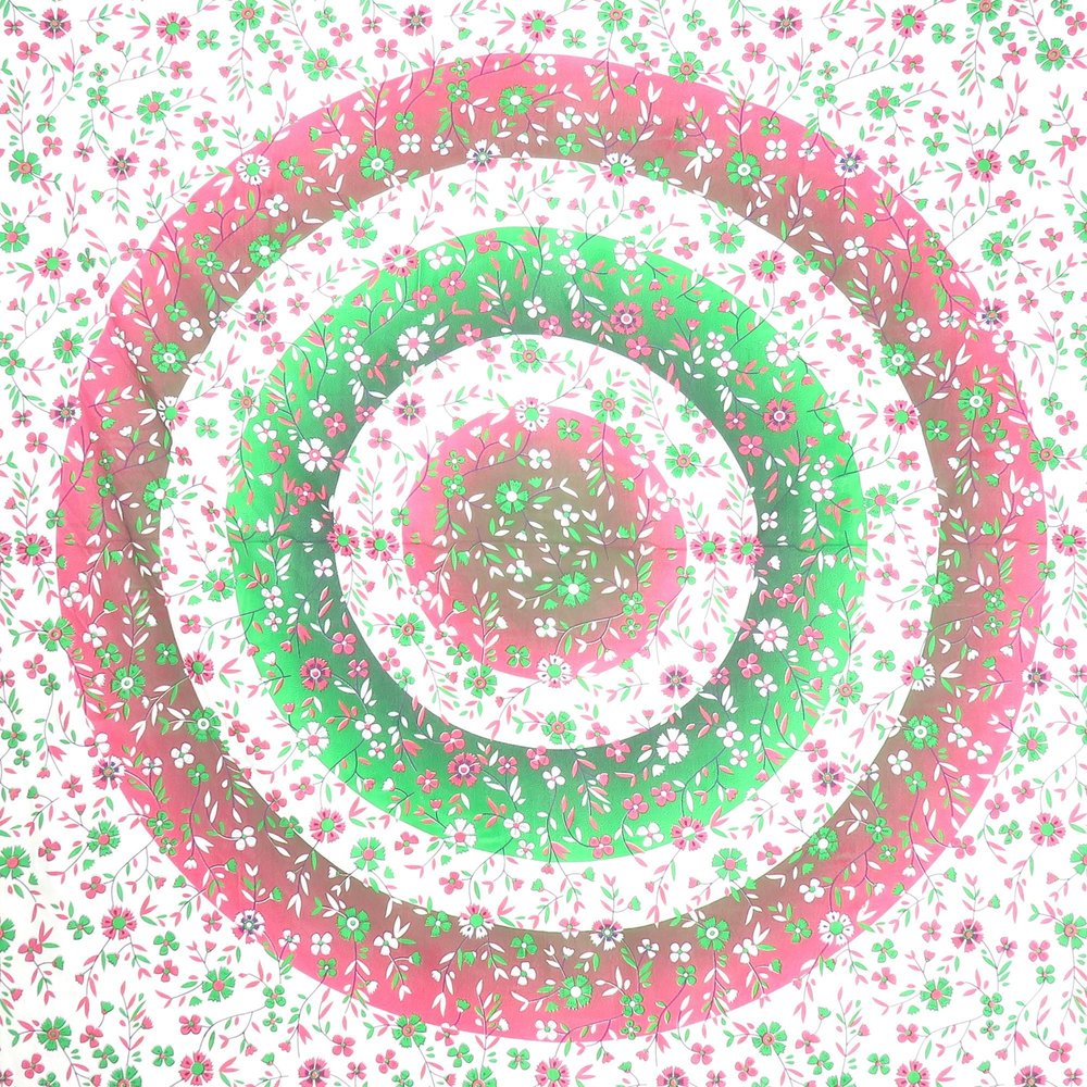88" X 84" Green Red And White Floral Cotton Hanging Tapestry