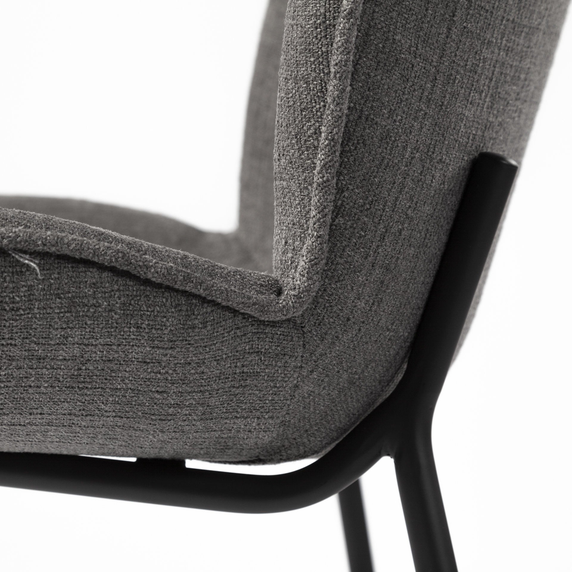 Set of Two Gray and Black Fabric Dining Side Chairs