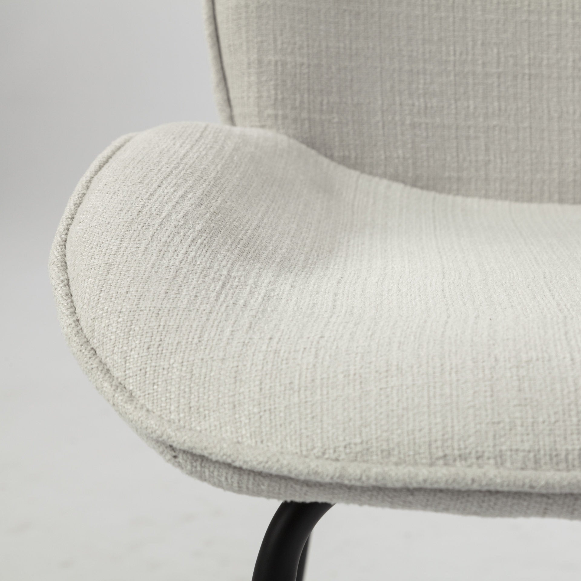 Set of Two White and Black Upholstered Fabric Dining Side Chairs