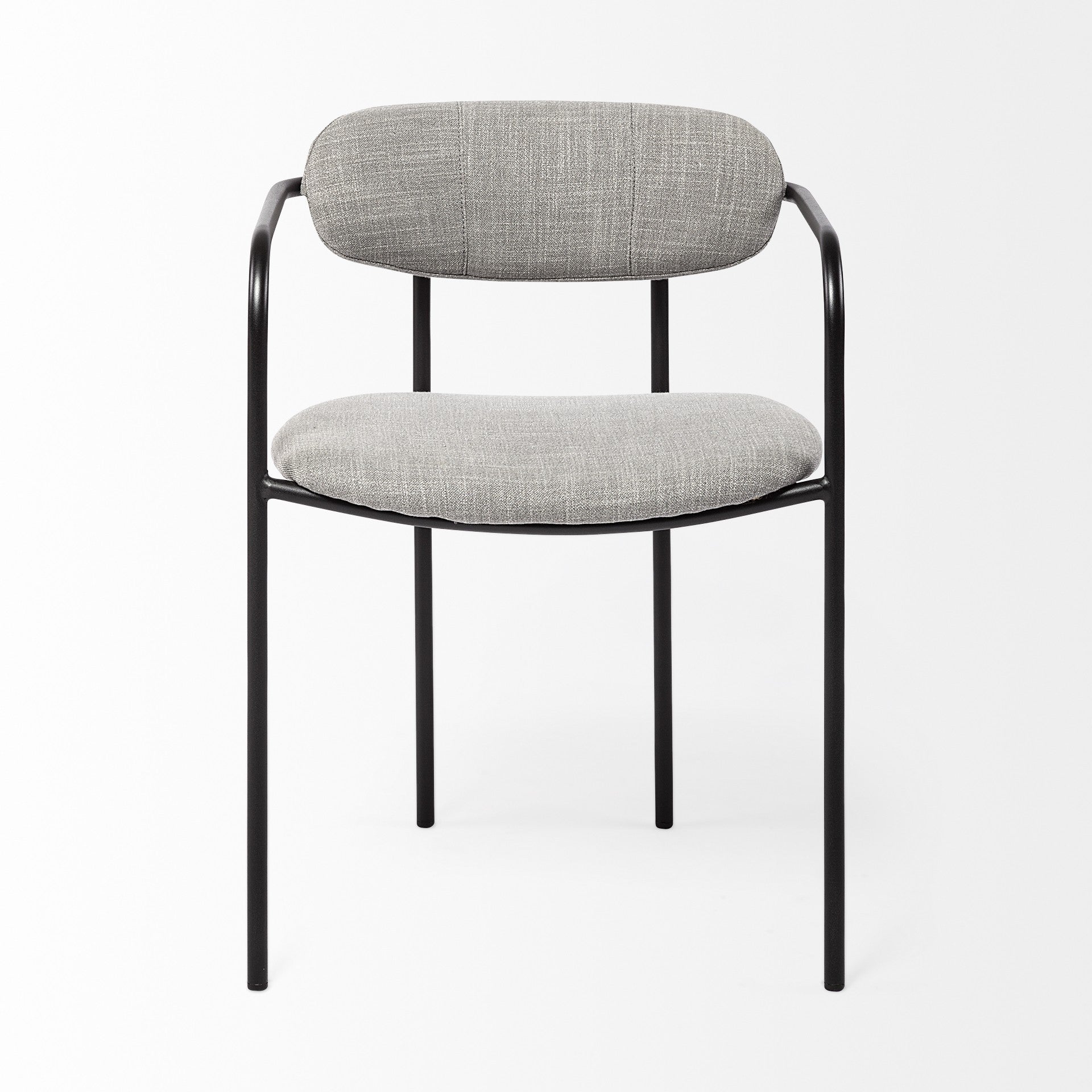 Set of Two Gray and Black Upholstered Fabric Dining Arm Chairs