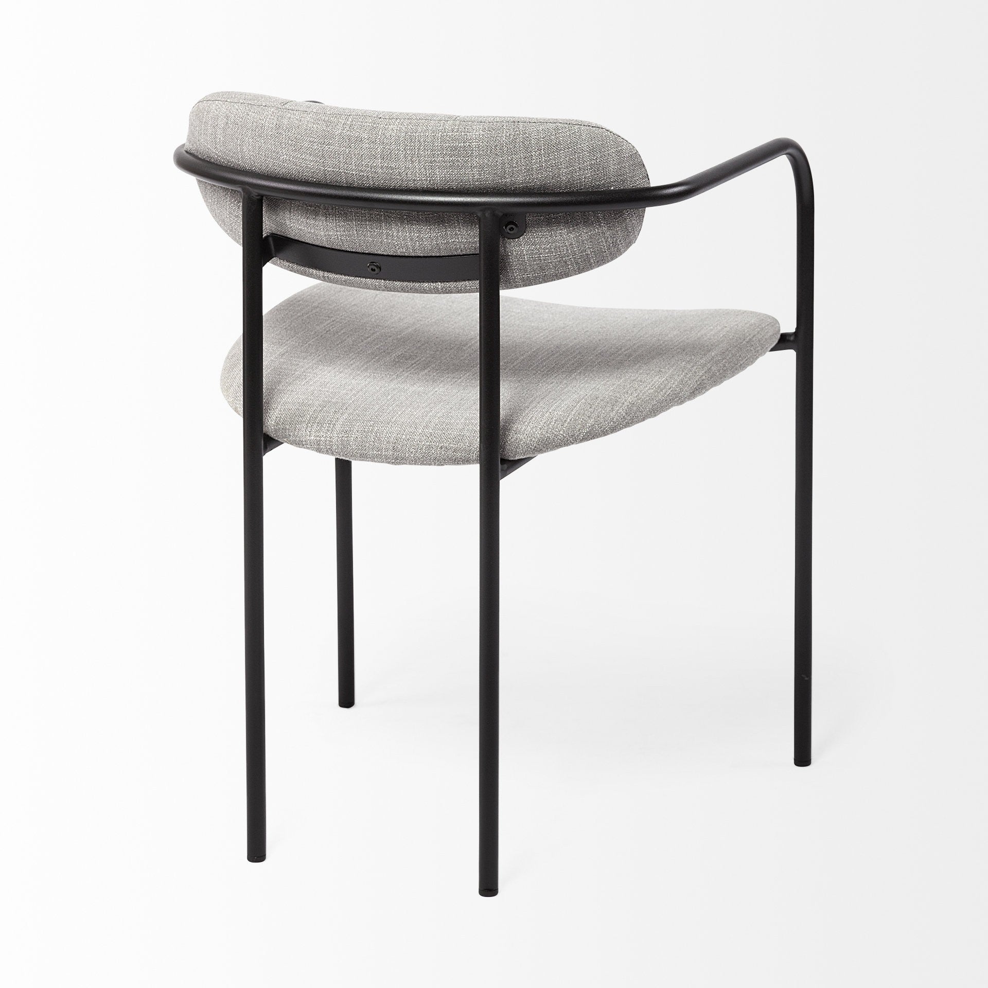 Set of Two Gray and Black Fabric Dining Arm Chairs