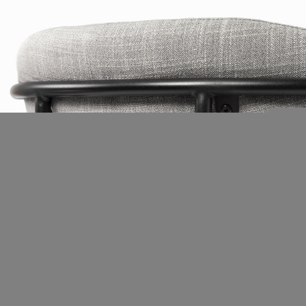 Set of Two Gray and Black Fabric Dining Arm Chairs
