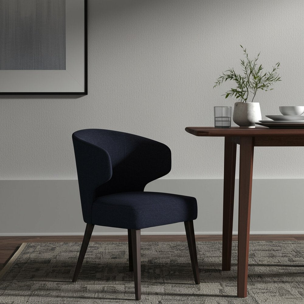 Navy Blue And Black Wingback Dining Side Chair
