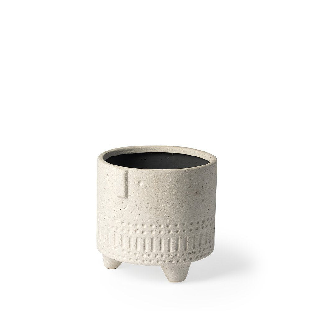 7" White Abstract Cylinder Ceramic Table Vase