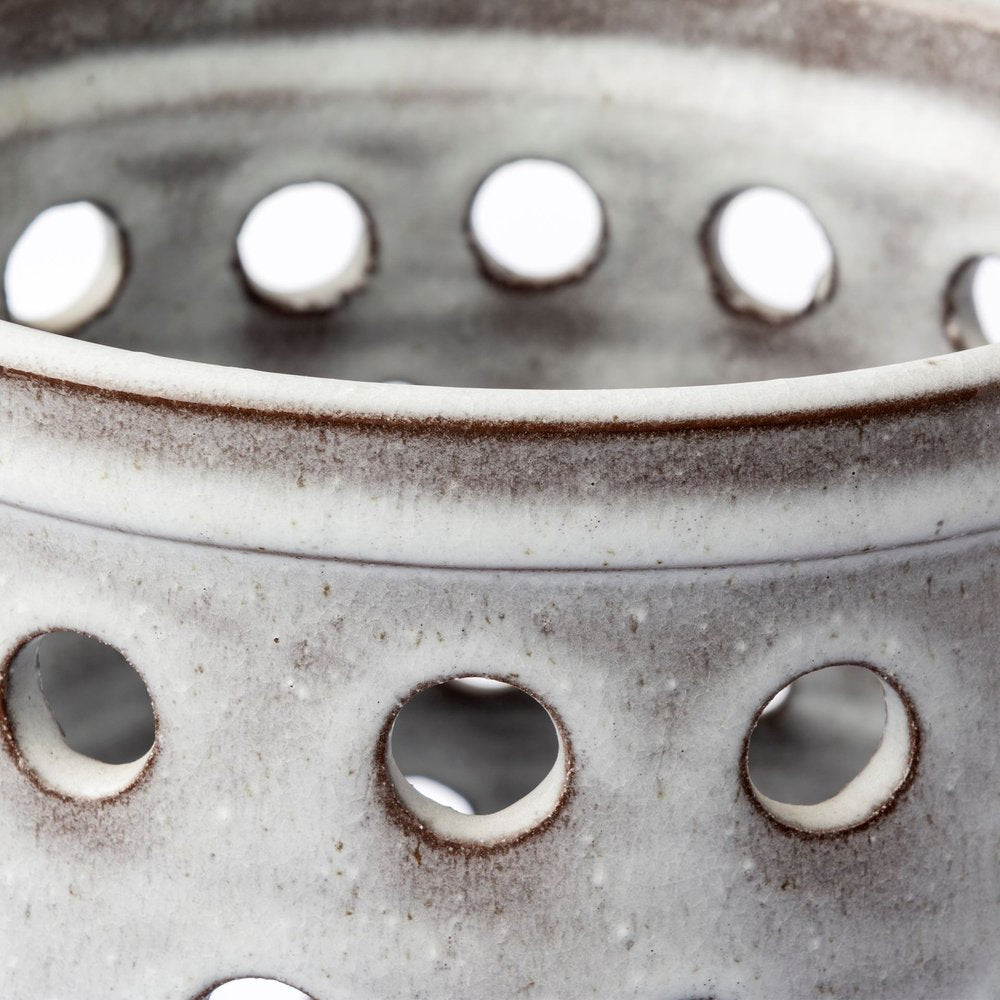 19" White Polka Dots Ceramic Cylinder Table Vase