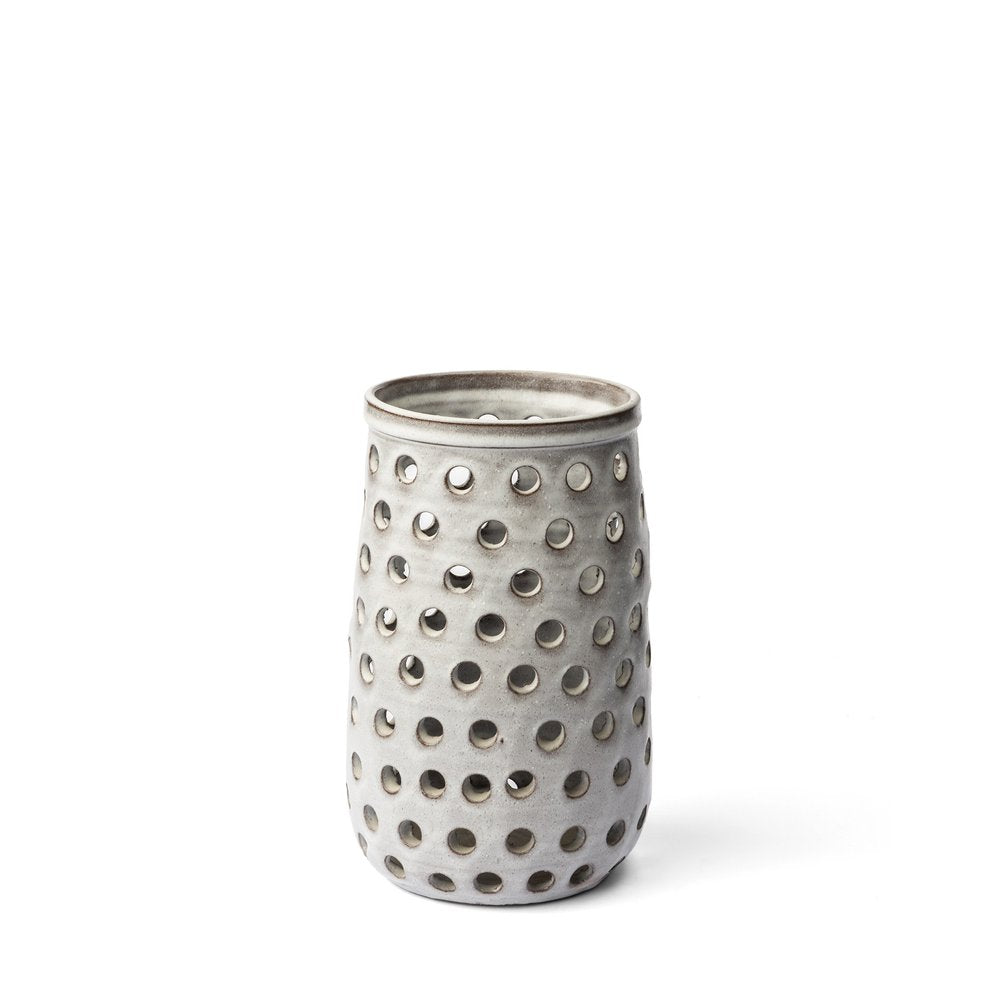 12" White Abstract Cylinder Ceramic Table Vase