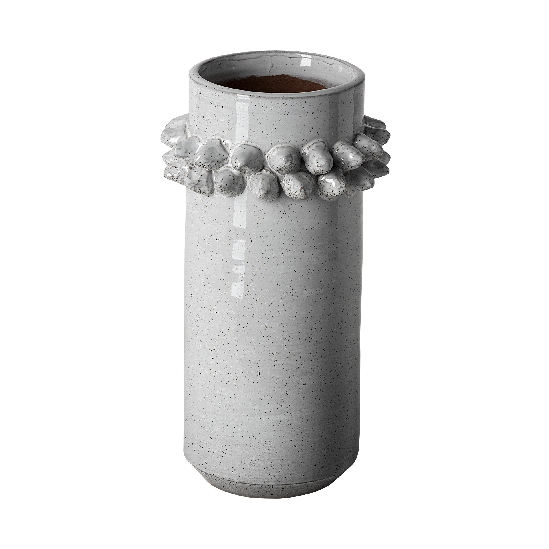 11" Gray Abstract Cylinder Ceramic Table Vase