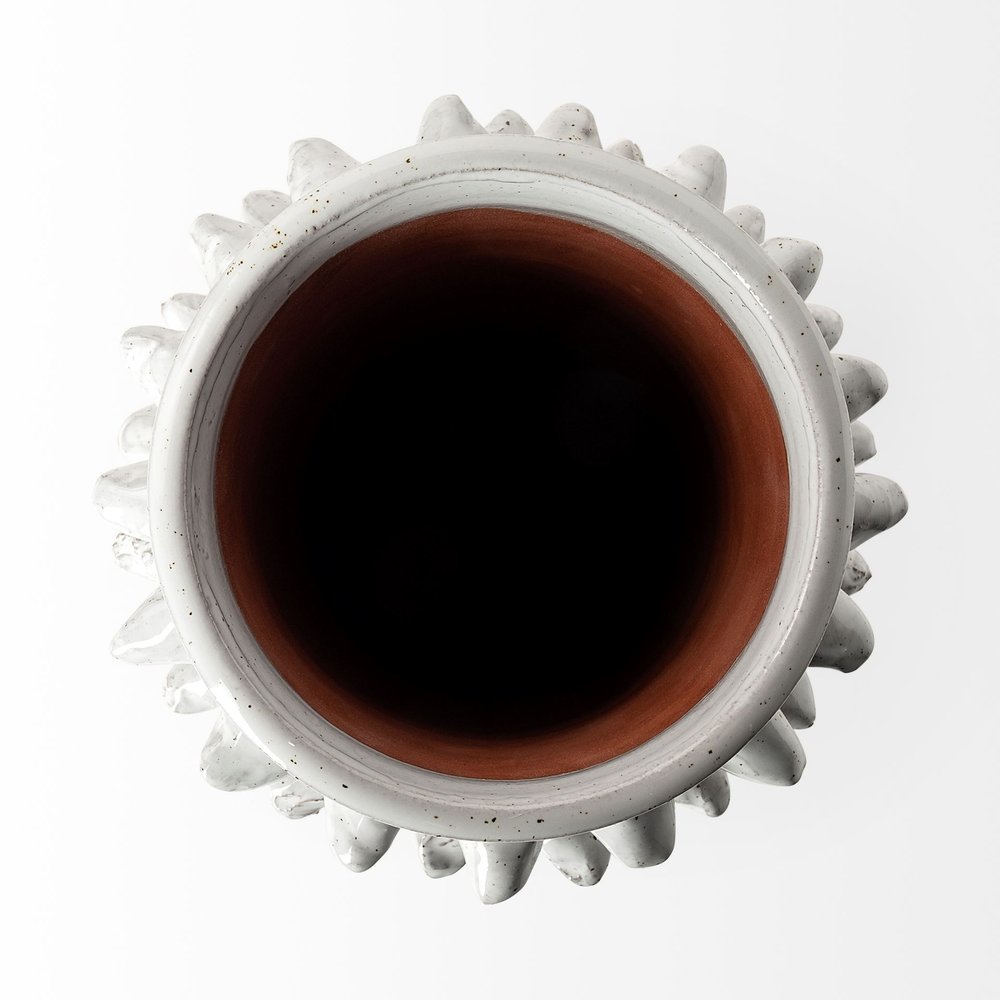 11" Gray Abstract Cylinder Ceramic Table Vase