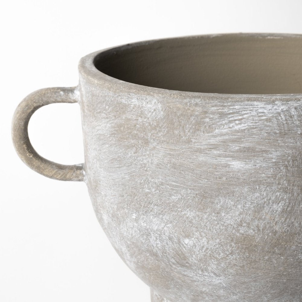 7" Brown Abstract Cylinder Ceramic Table Vase