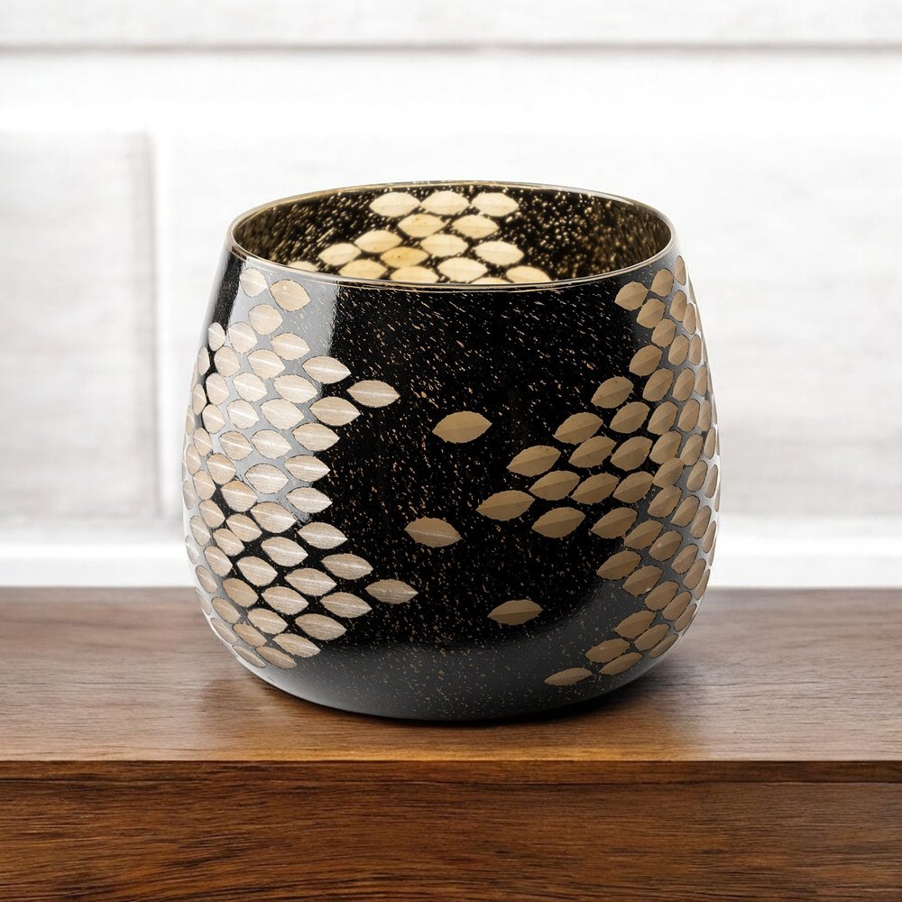 8" Gold Abstract Cylinder Crystal Glass Table Vase