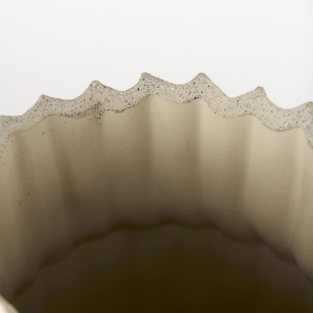14" Sand Ceramic Cylinder Table Vase