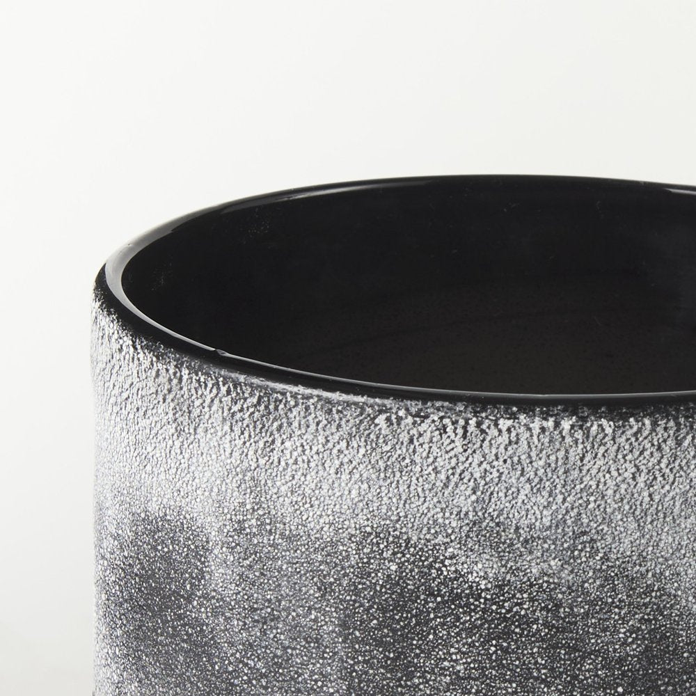 6" Brown And Black Abstract Cylinder Ceramic Table Vase