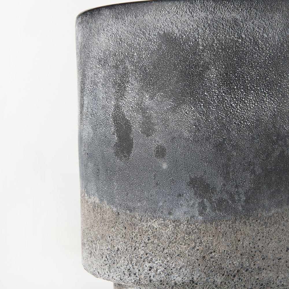 9" Brown And Black Abstract Cylinder Ceramic Table Vase
