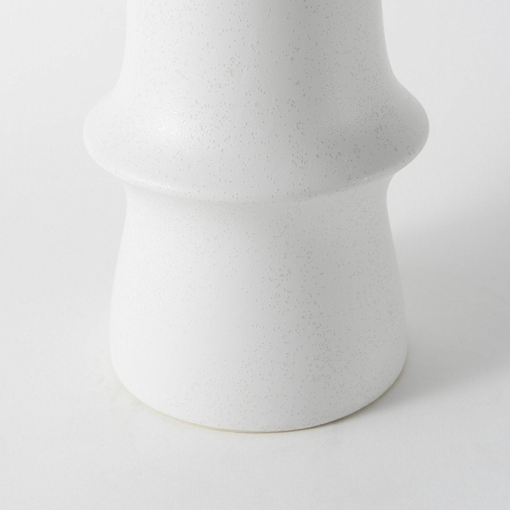 17" White Abstract Cylinder Ceramic Table Vase