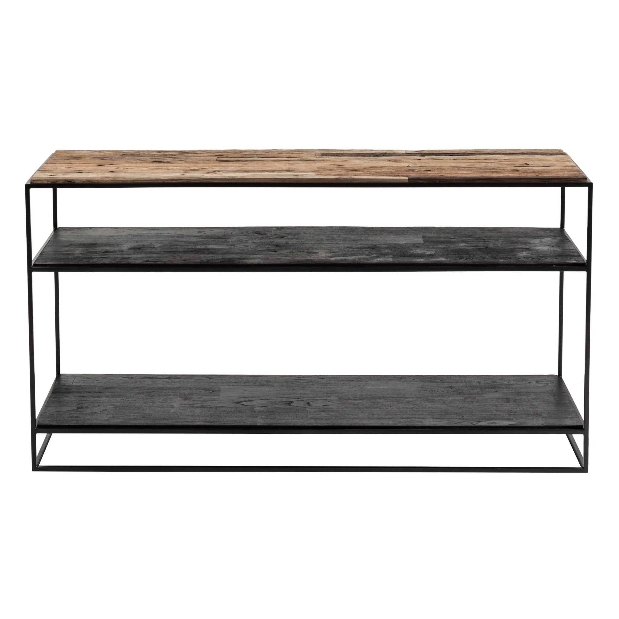 55" Natural and Black Frame Console Table With Storage