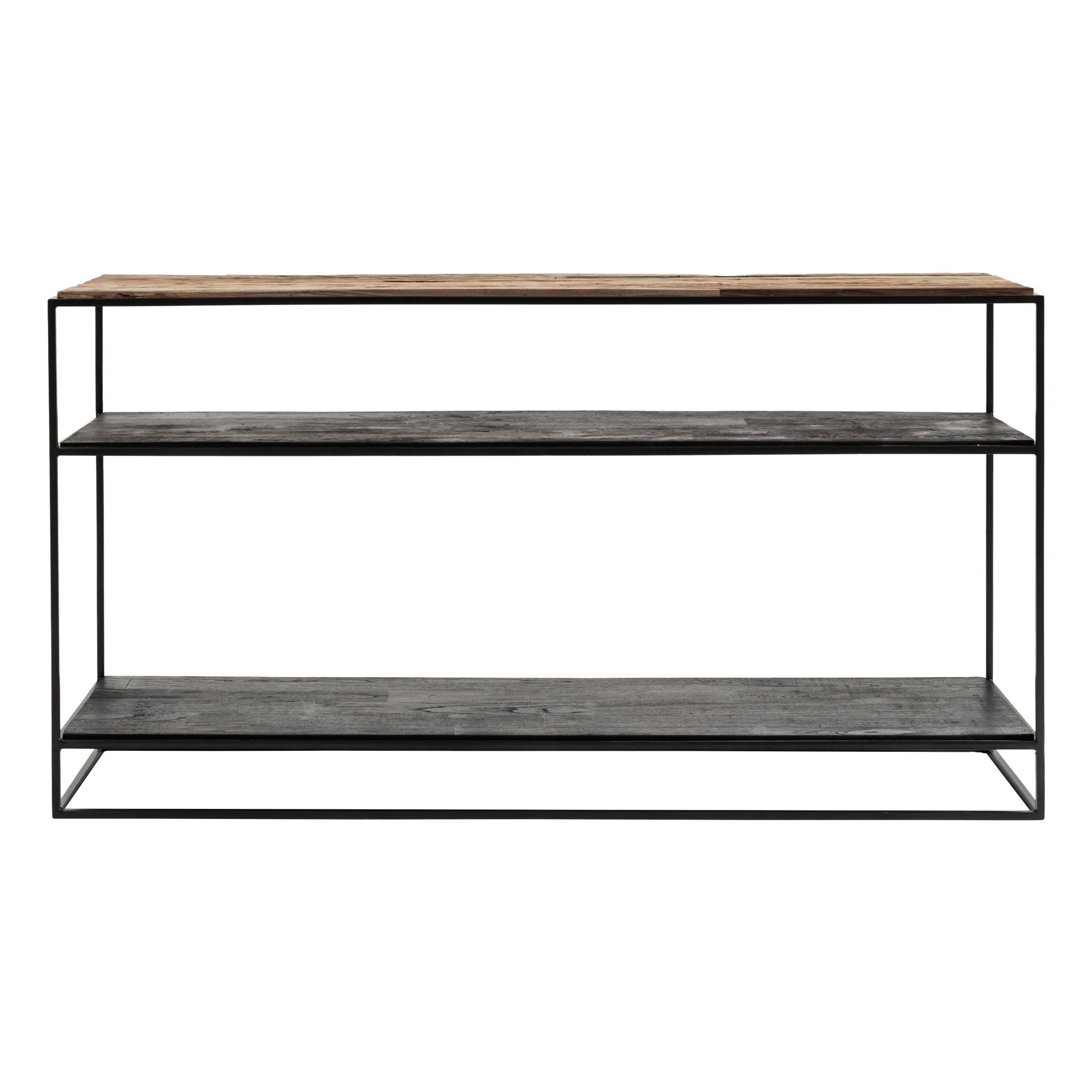 55" Natural and Black Frame Console Table With Storage