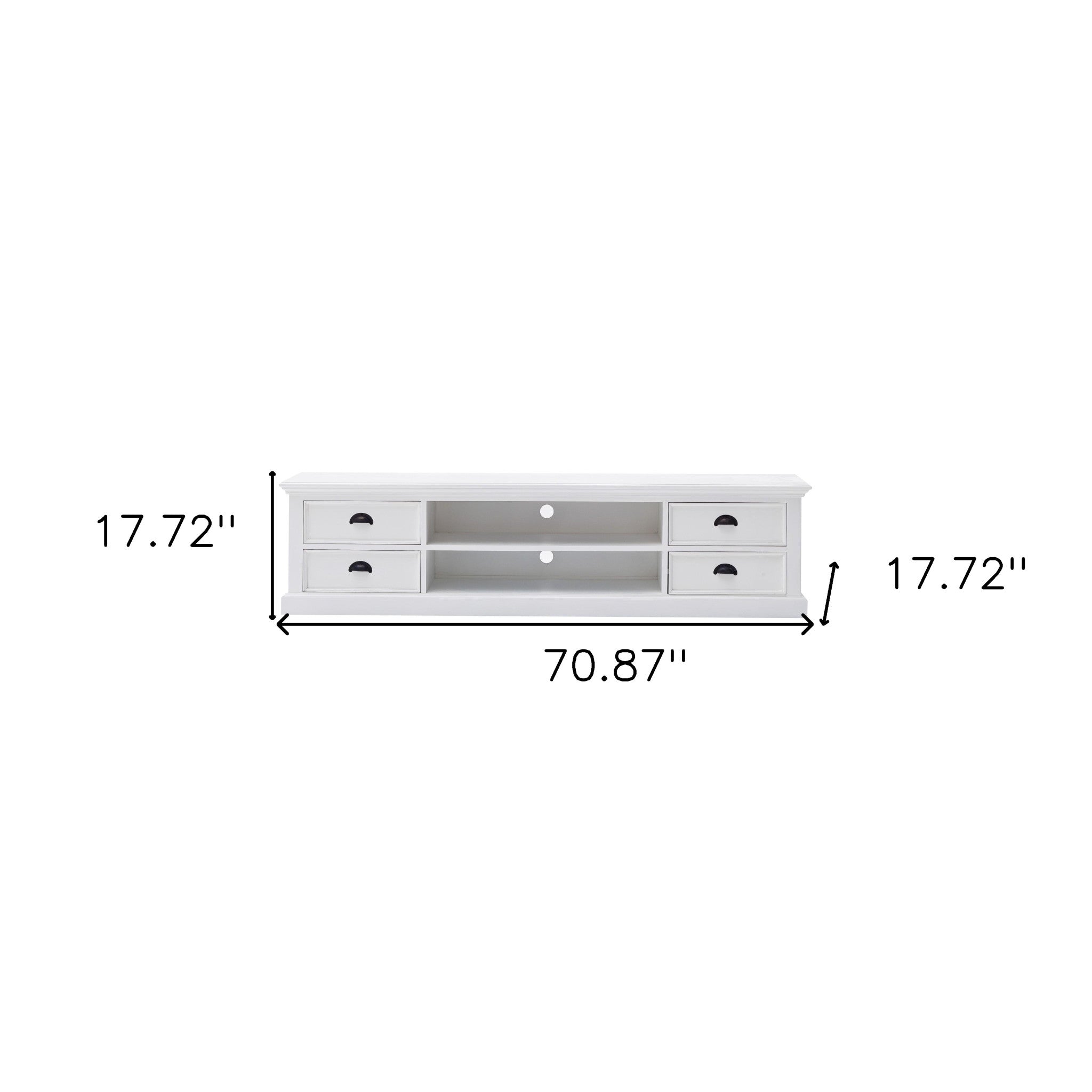 71" White Solid Wood Enclosed and Open Storage TV Stand