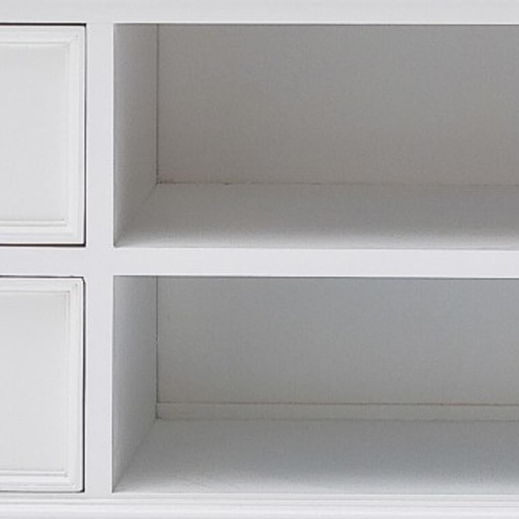 71" White Solid Wood Enclosed and Open Storage TV Stand