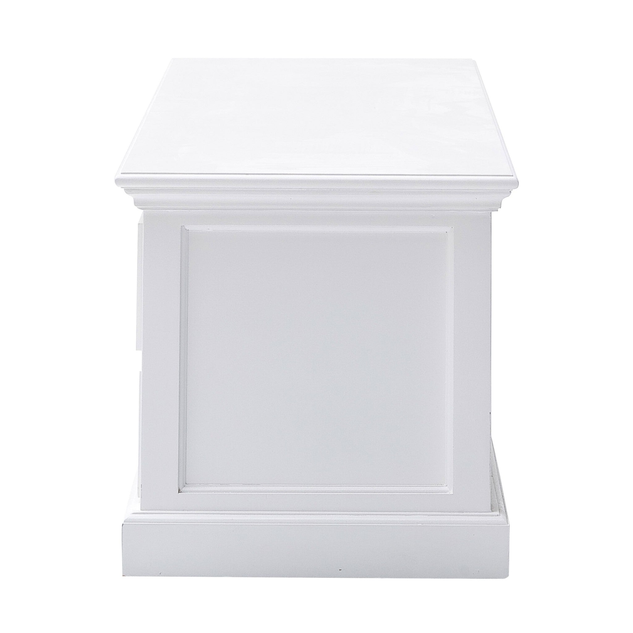 71" White Solid Wood Enclosed and Open Storage TV Stand