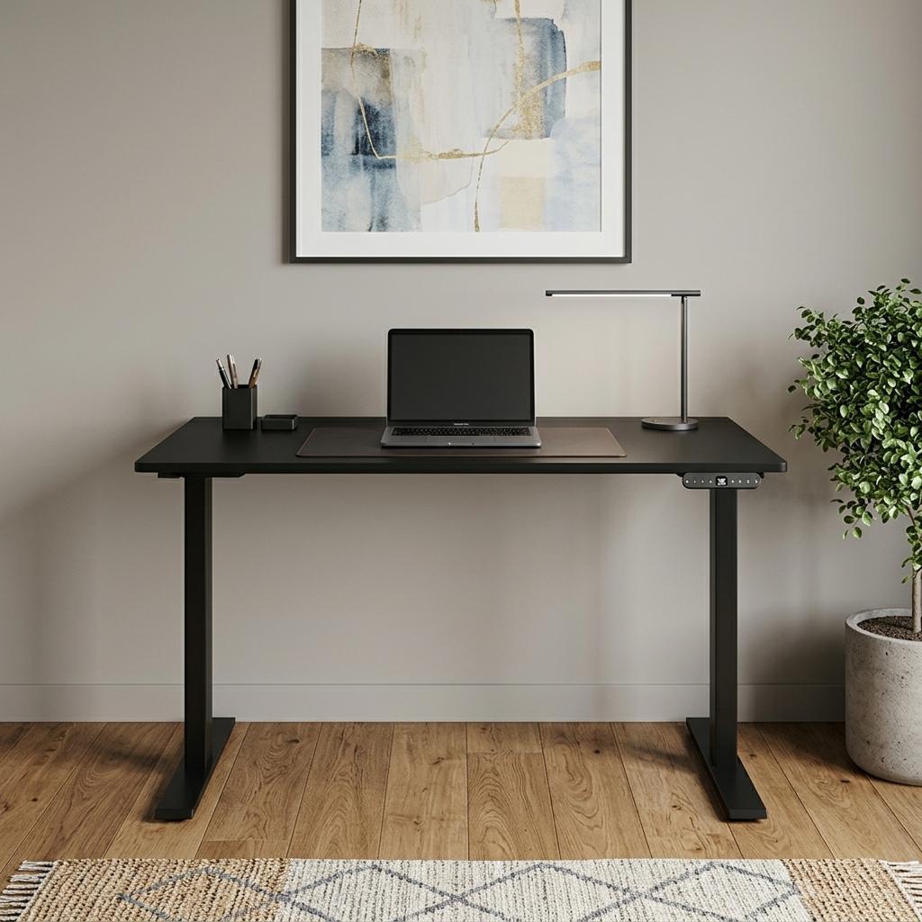 60" Adjustable Black Stainless Steel Standing Desk