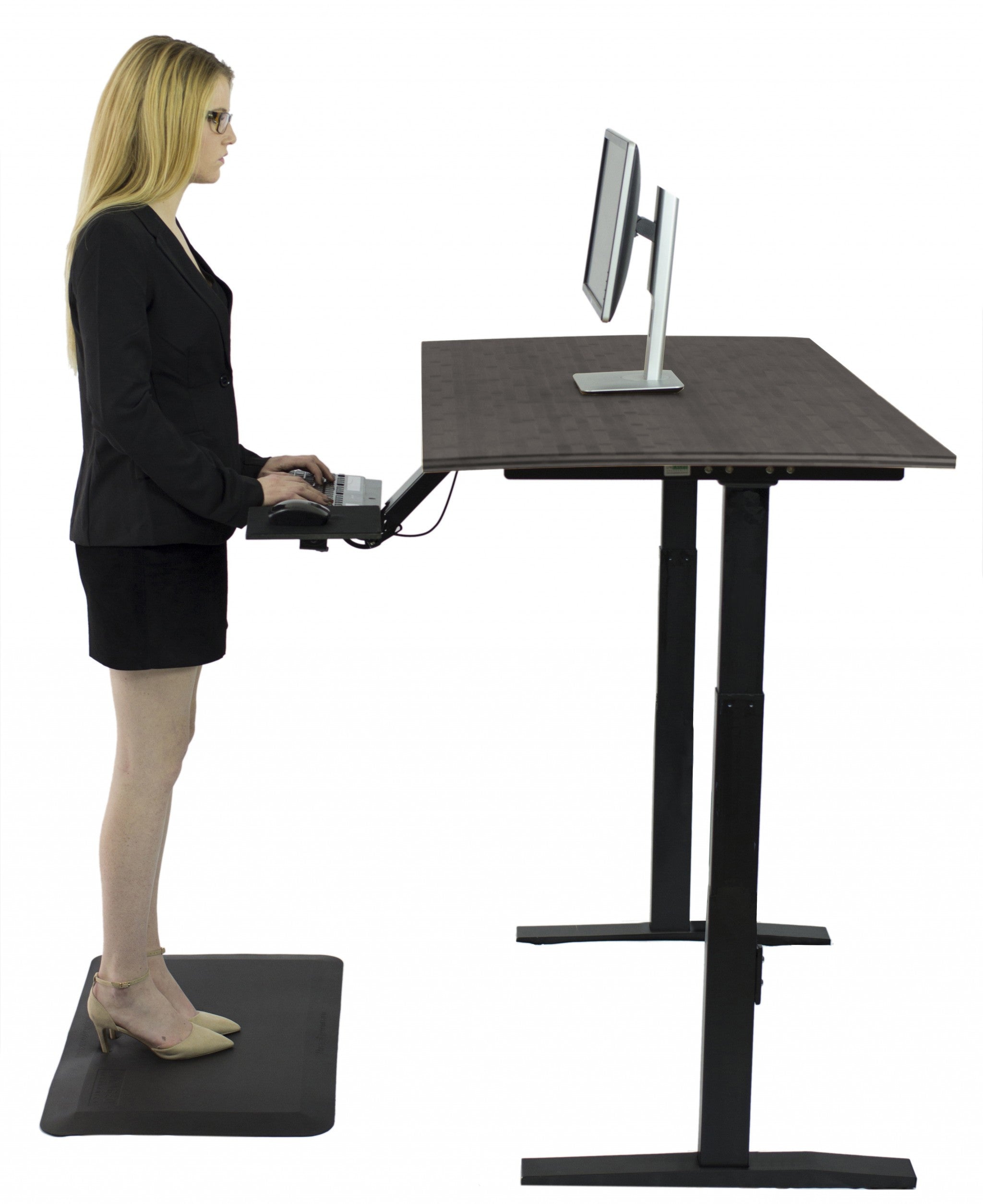 30" Adjustable Black Stainless Steel Computer Desk