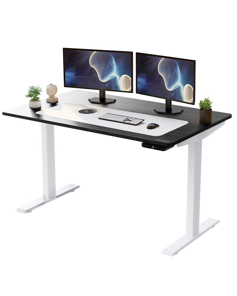 48" Adjustable Black and White Stainless Steel Computer Desk