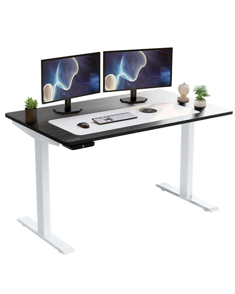 48" Adjustable Black and White Stainless Steel Computer Desk