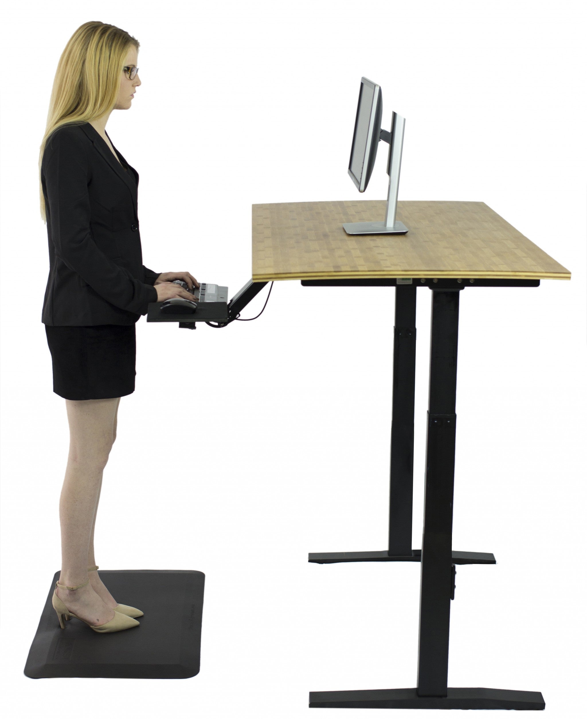 30" Adjustable Brown and Black Standing Desk