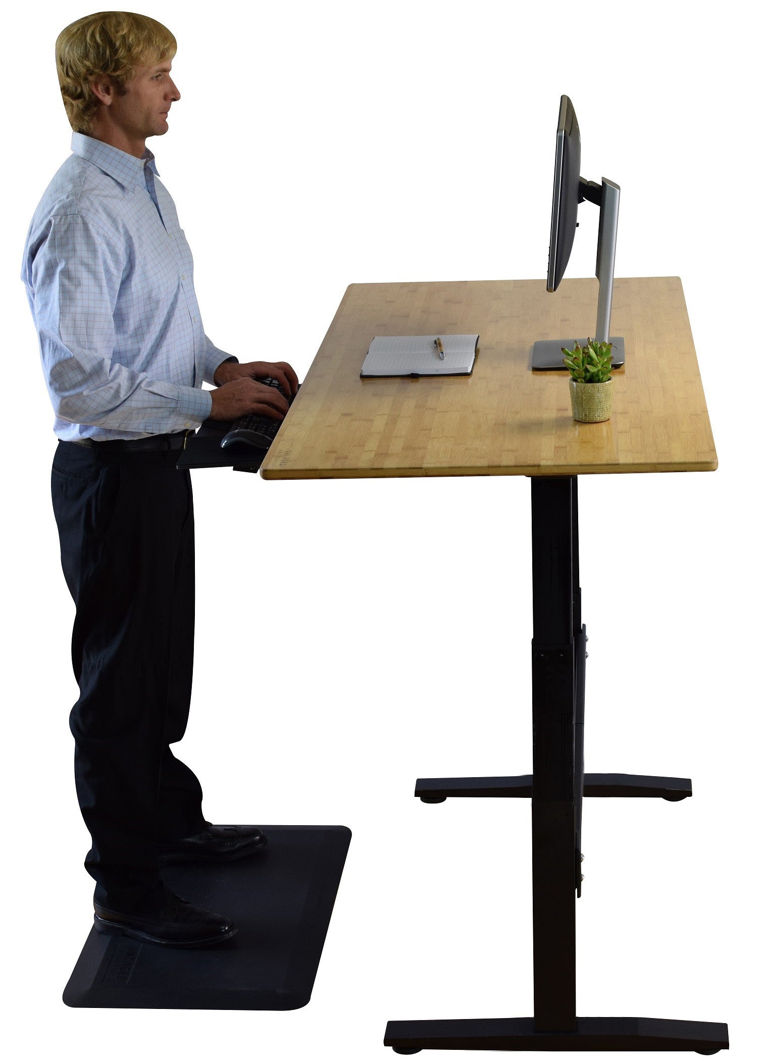30" Adjustable Brown and Black Standing Desk