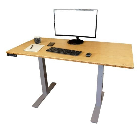 30" Adjustable Brown and Gray Stainless Steel Computer Desk