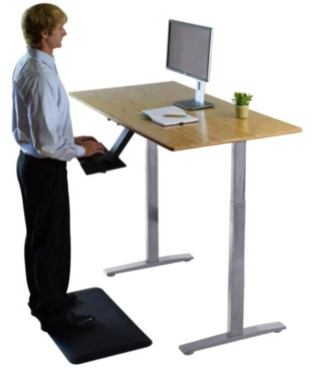 30" Adjustable Brown and Gray Stainless Steel Computer Desk