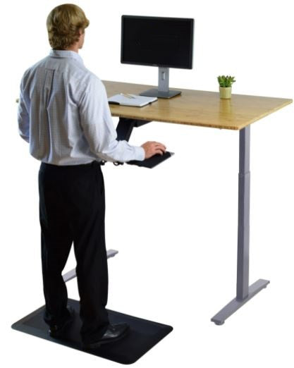 30" Adjustable Brown and Gray Stainless Steel Computer Desk