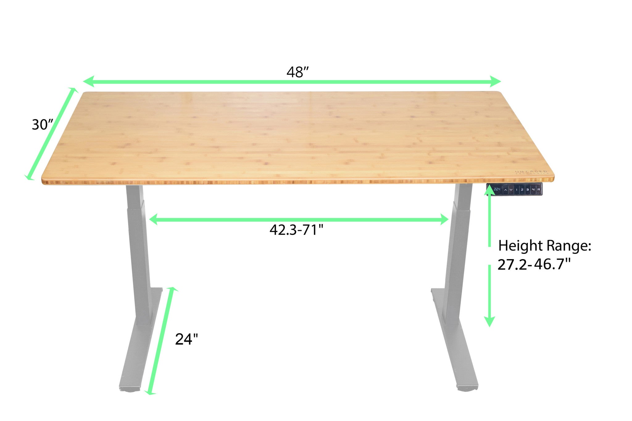 30" Adjustable Brown and Gray Stainless Steel Computer Desk