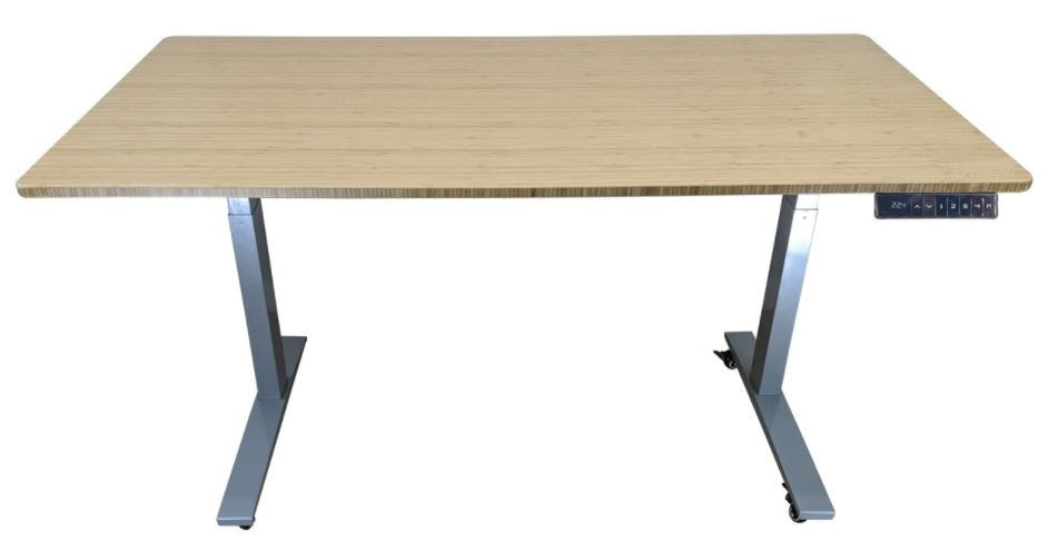 30" Adjustable Brown and Gray Stainless Steel Computer Desk