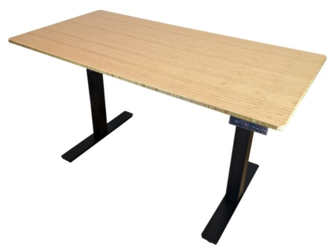 30" Adjustable Brown and Black Stainless Steel Computer Desk