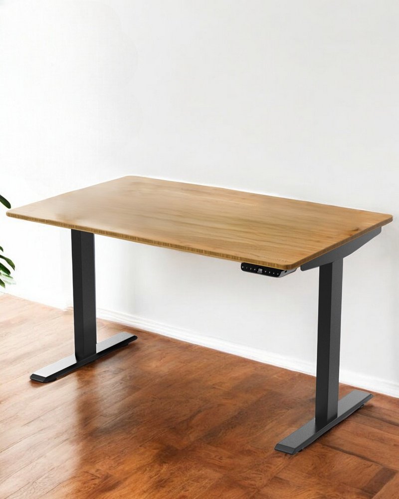 48" Adjustable Brown and Black Stainless Steel Computer Desk