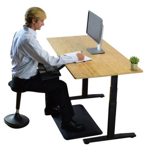 30" Adjustable Brown and Black Stainless Steel Computer Desk