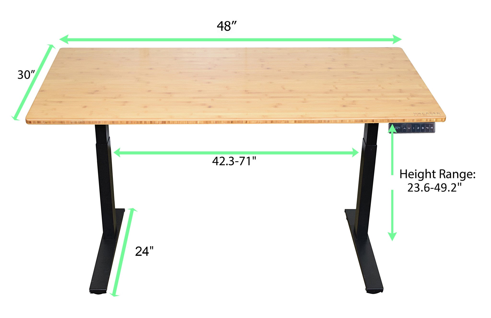 30" Adjustable Brown and Black Stainless Steel Computer Desk