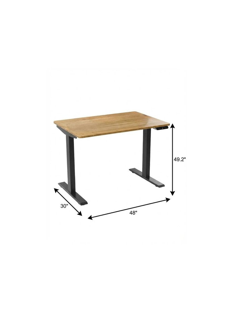 48" Adjustable Brown and Black Stainless Steel Computer Desk