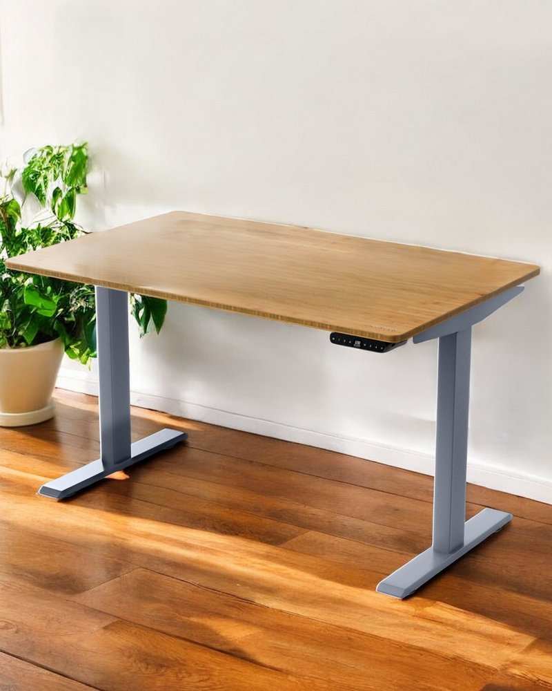 48" Adjustable Brown and Gray Stainless Steel Computer Desk
