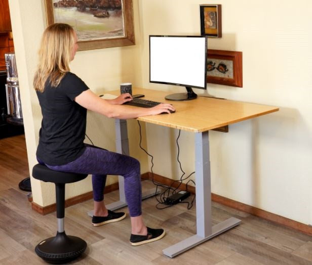 30" Adjustable Brown and Gray Stainless Steel Computer Desk