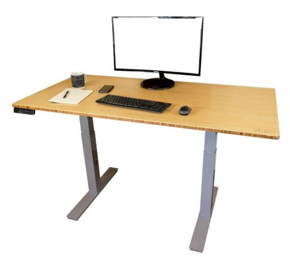 30" Adjustable Brown and Gray Stainless Steel Computer Desk