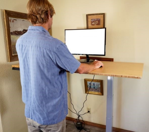 30" Adjustable Brown and Gray Stainless Steel Computer Desk