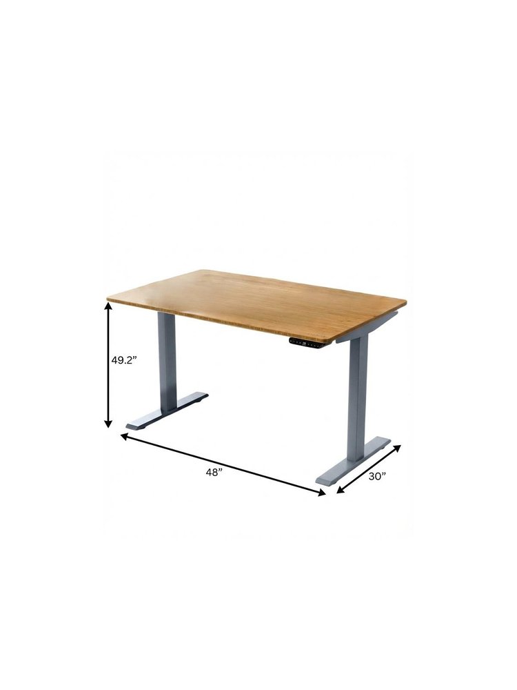 48" Adjustable Brown and Gray Stainless Steel Computer Desk
