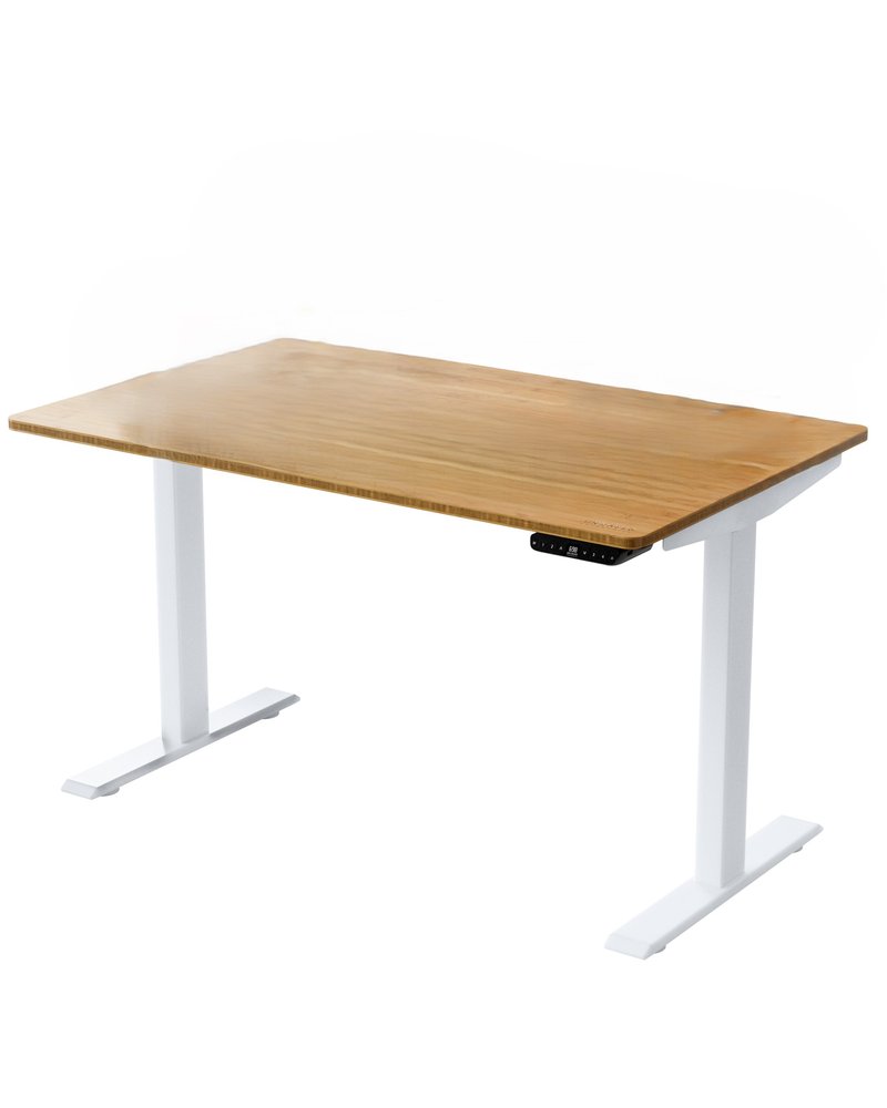 48" Adjustable Brown and White Stainless Steel Computer Desk